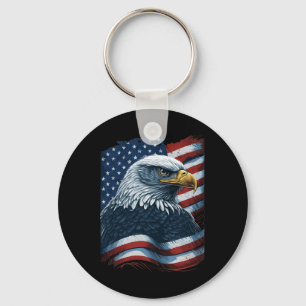 Bald Eagle Proud Patriotic American Us Flag 4th Of Keychain