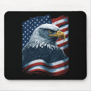 Bald Eagle Proud Patriotic American Us Flag 4th Of Mouse Pad