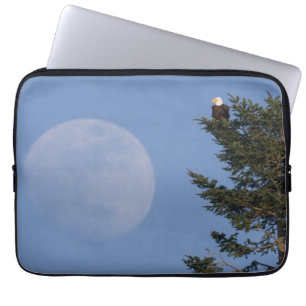 Bald Eagle   Rising Full Moon Laptop Sleeve