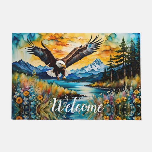 Bald Eagle river wildflowers at sunset WELCOME Doormat (Front)