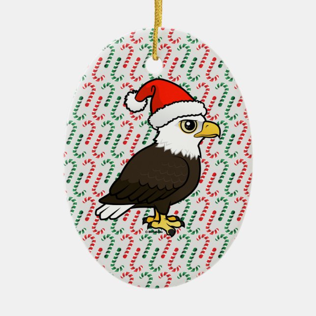 Bald Eagle Santa Ceramic Ornament (Front)