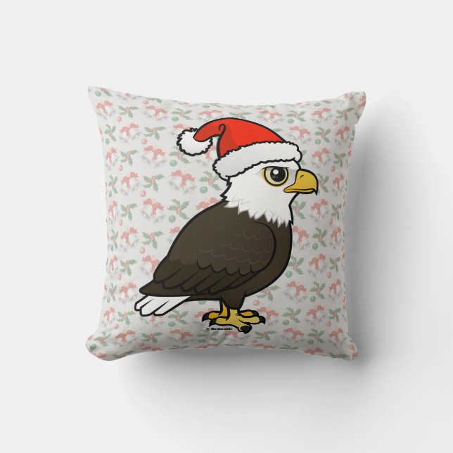 Bald Eagle Santa Throw Pillow (Front)