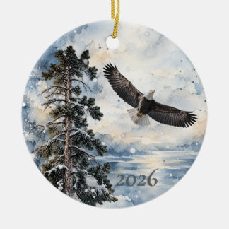 Bald Eagle Snow Angel Watercolor Ornament 2026