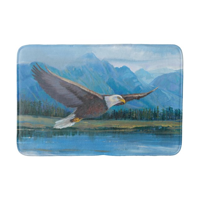 Bald Eagle Soaring Bath Mat (Front)