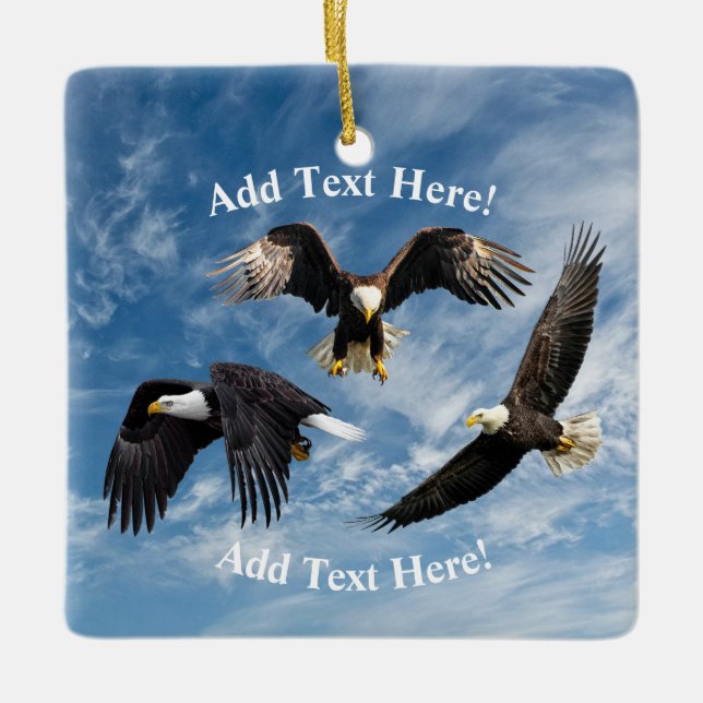 Bald Eagle Soaring Ceramic Ornament (Front)