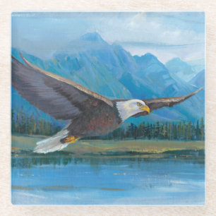 Bald Eagle Soaring Glass Coaster
