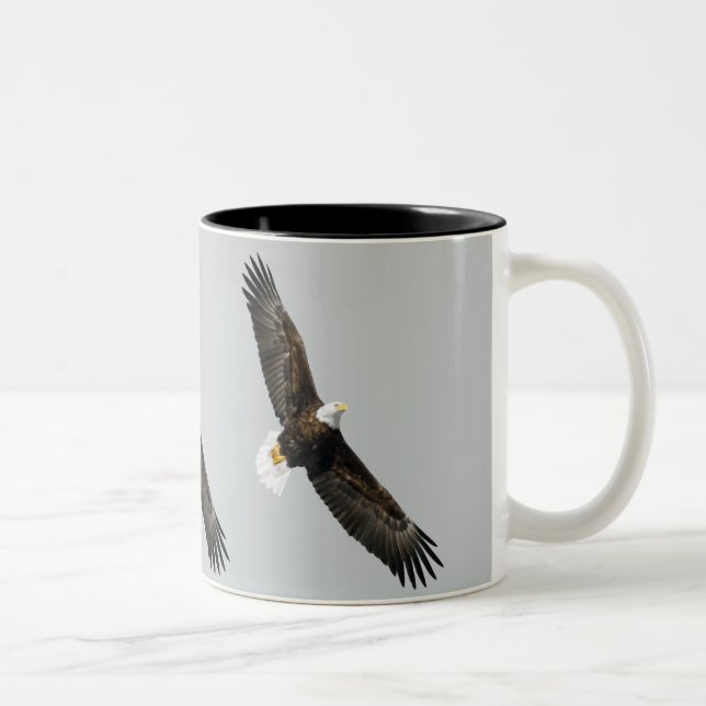 Bald Eagle Soaring Two-Tone Coffee Mug (Right)