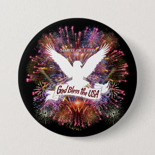 Bald Eagle Spirit of 1776 God Bless the USA Black 3 Inch Round Button