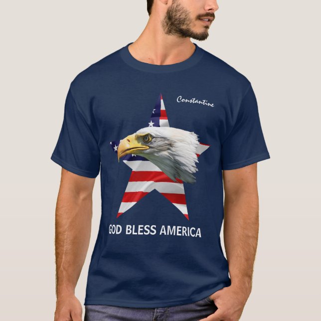 Bald Eagle, Star, Flag customizable classy T-Shirt (Front)