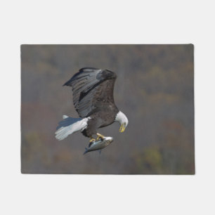 Bald Eagle staring at a fish Doormat