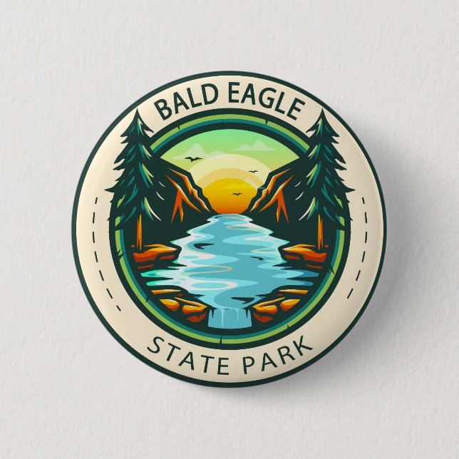 Bald Eagle State Park Pennsylvania Badge 2 Inch Round Button (Front)