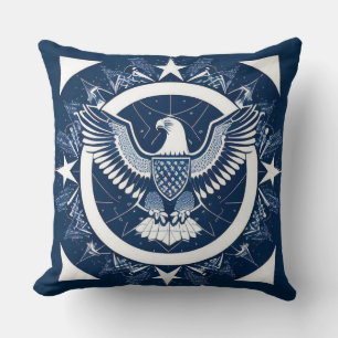 Bald Eagle Surrounded by Stars Throw Pillow