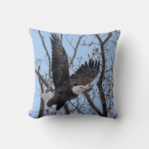 Bald Eagle Take Off Throw Pillow