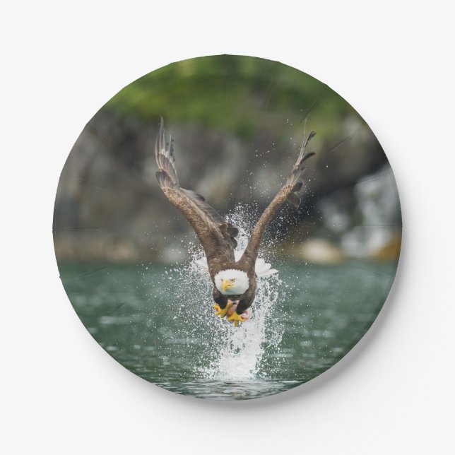 Bald Eagle The Big Catch Paper Plate (Front)