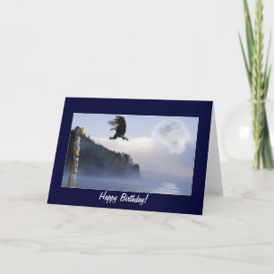 Bald Eagle, Totem Pole & Super Moon Birthday Cards