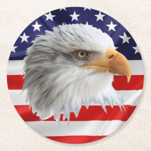 Bald Eagle unique patriotic gift Round Paper Coaster