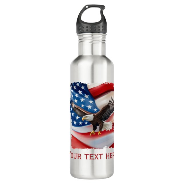 Bald Eagle & US Flag 4th Of July 710 Ml Water Bottle (Front)