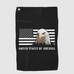 Bald Eagle & US Flag Golf Towel