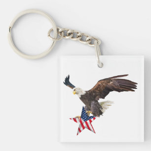 Bald eagle US flag Keychain
