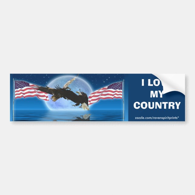 BALD EAGLE & US FLAG Patriot Series Bumper Sticker (Front)