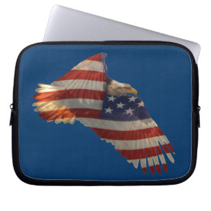 Bald Eagle & US Flag Patriotic Laptop Sleeve