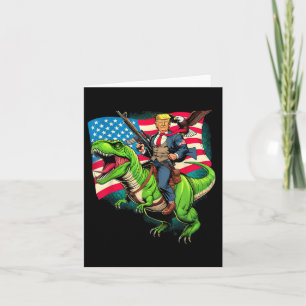 Bald Eagle Us Flag Trump Riding A T-rex Card