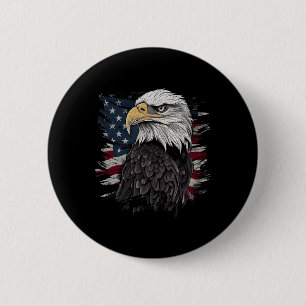 Bald Eagle USA American Flag Patriotic Graphic Men 2 Inch Round Button