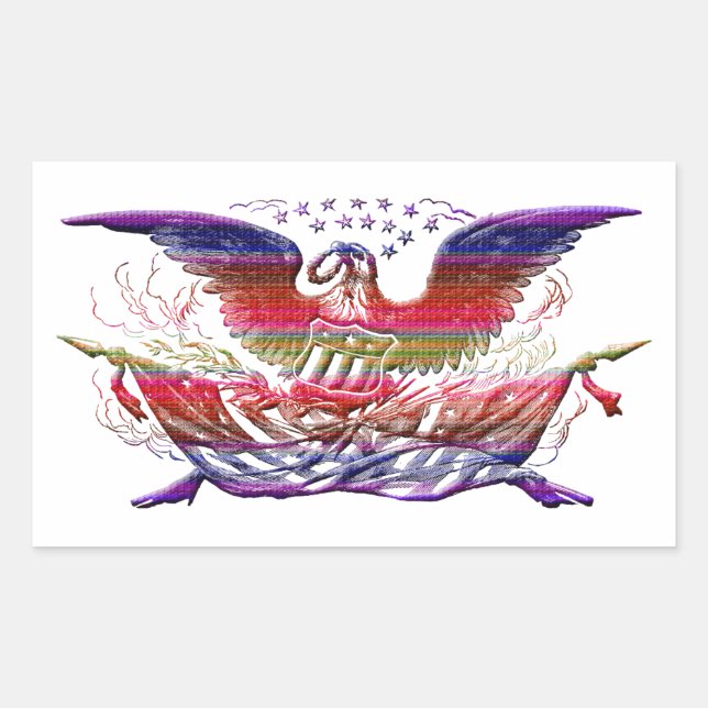 Bald Eagle USA Flag Americana Patriotic Art Sticker (Front)