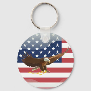Bald eagle Usa flag Keychain