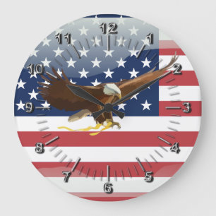Bald eagle Usa flag Large Clock