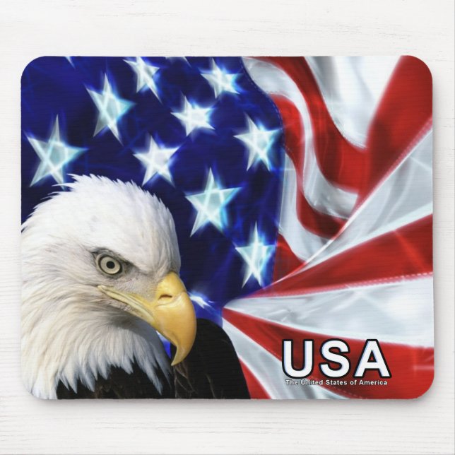 Bald Eagle USA Flag Mouse Pad (Front)