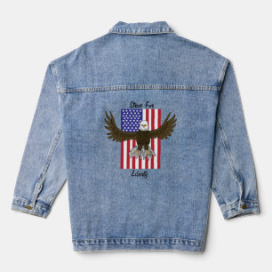 Bald Eagle USA Flag Strive For Liberty Denim Jacket