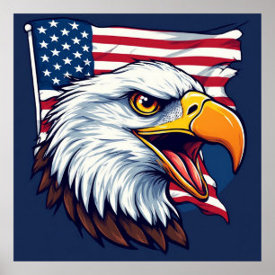 🦅 Bald Eagle USA Flag Wall Art For Patriotic Home