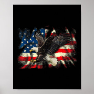 Bald Eagle Vintage American Flag Patriotic Usa 4th Poster