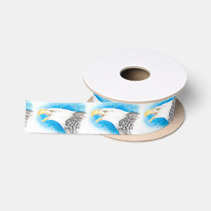 Bald eagle watercolor art satin ribbon