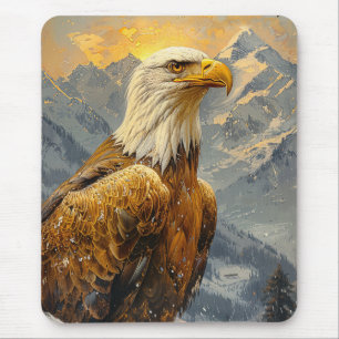 Bald Eagle Watercolor Mountains Mouse Pad