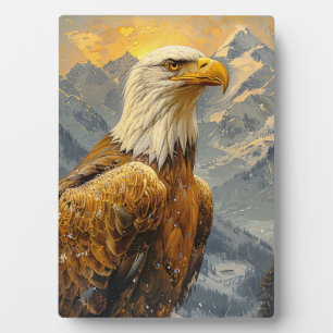 Bald Eagle Watercolor Mountains Plaque