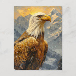 Bald Eagle Watercolor Mountains Postcard