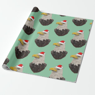 Bald Eagle wearing a Santa Hat Wrapping Paper