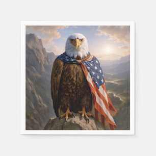 Bald Eagle Wearing an American Flag Cape Napkin