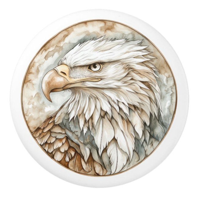 Bald Eagle Wild Tame and Timeless Collection Ceramic Knob (Front)