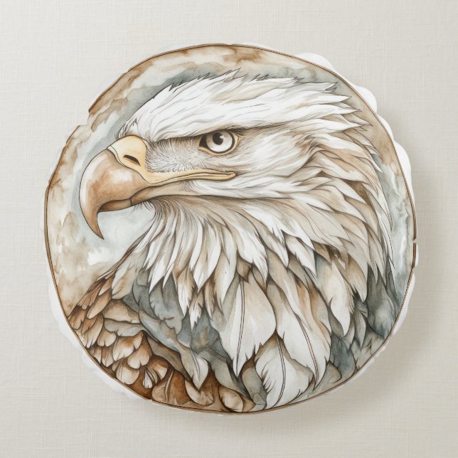 Bald Eagle Wild Tame and Timeless Collection Round Pillow (Front)