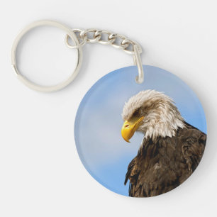 Bald Eagle Wildlife Portrait Art Keychain