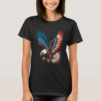 Bald Eagle Wings American Flag 4th July Art T-Shirt