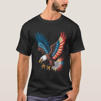 Bald Eagle Wings American Flag 4th July Art T-Shirt