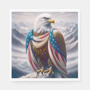 Bald Eagle with a Tear and American Flag Napkin