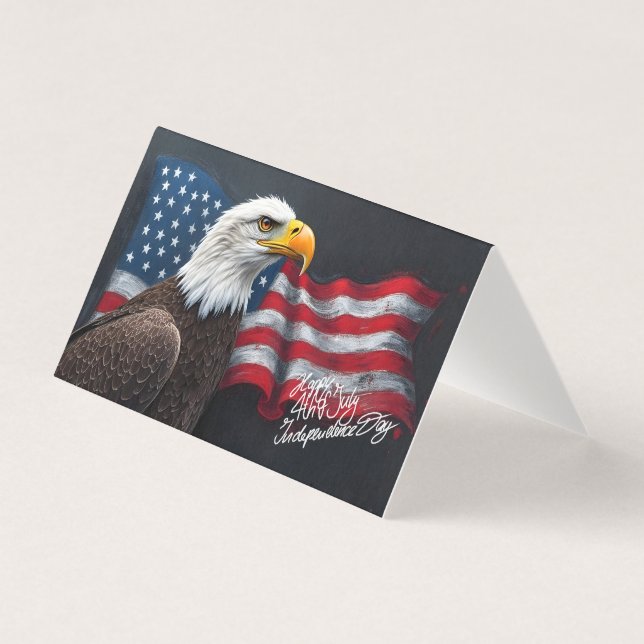Bald Eagle with American Flag 4th of July Art (Front)