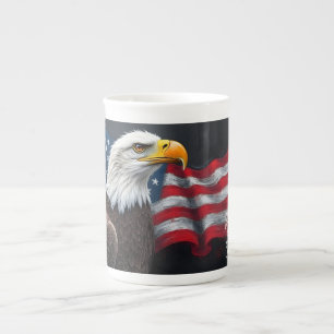 Bald Eagle with American Flag 4th of July Art Bone China Mug