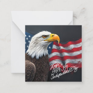 Bald Eagle with American Flag 4th of July Art Card