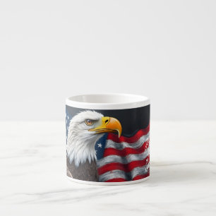 Bald Eagle with American Flag 4th of July Art Espresso Cup